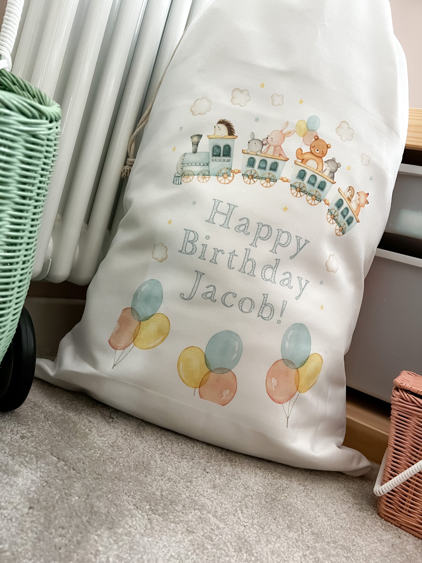 Personalised gift bag kids, birthday gift, personalised first birthday gift, animals, train, birthday gift, children's gift bag, party bag