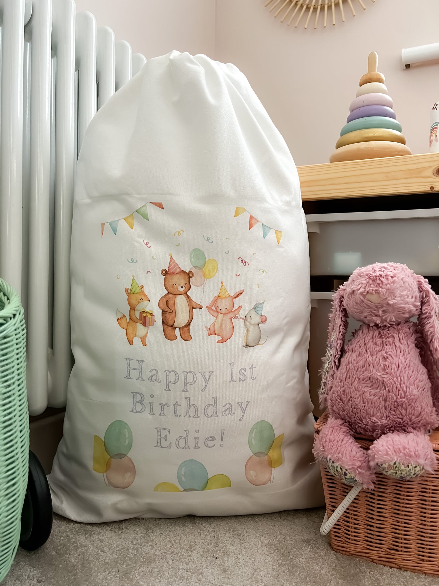 Personalised gift bag kids, birthday gift, personalised first birthday gift, animals, train, birthday gift, children's gift bag, party bag