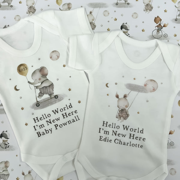 Pregnancy announcement, pregnancy gift, personalised baby vest, Safari Circus