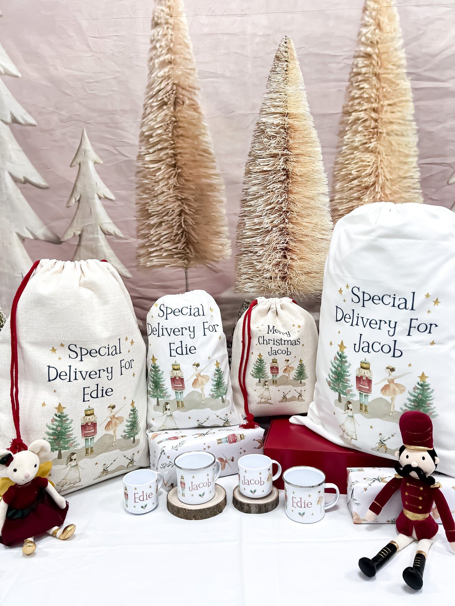 personalised santa sack, Christmas nutcracker, sugar plum fairy,