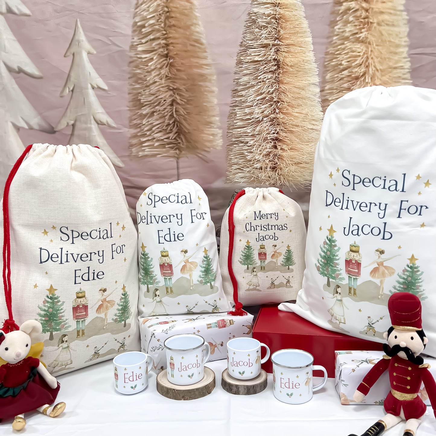 personalised santa sack, Christmas nutcracker, sugar plum fairy,