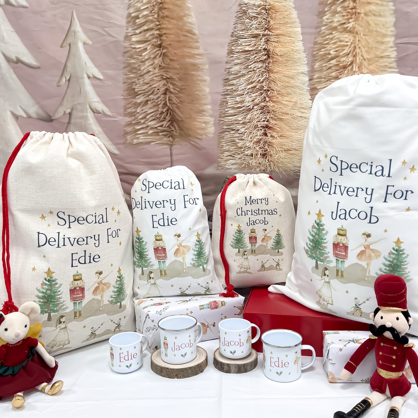 personalised santa sack, Christmas nutcracker, sugar plum fairy,