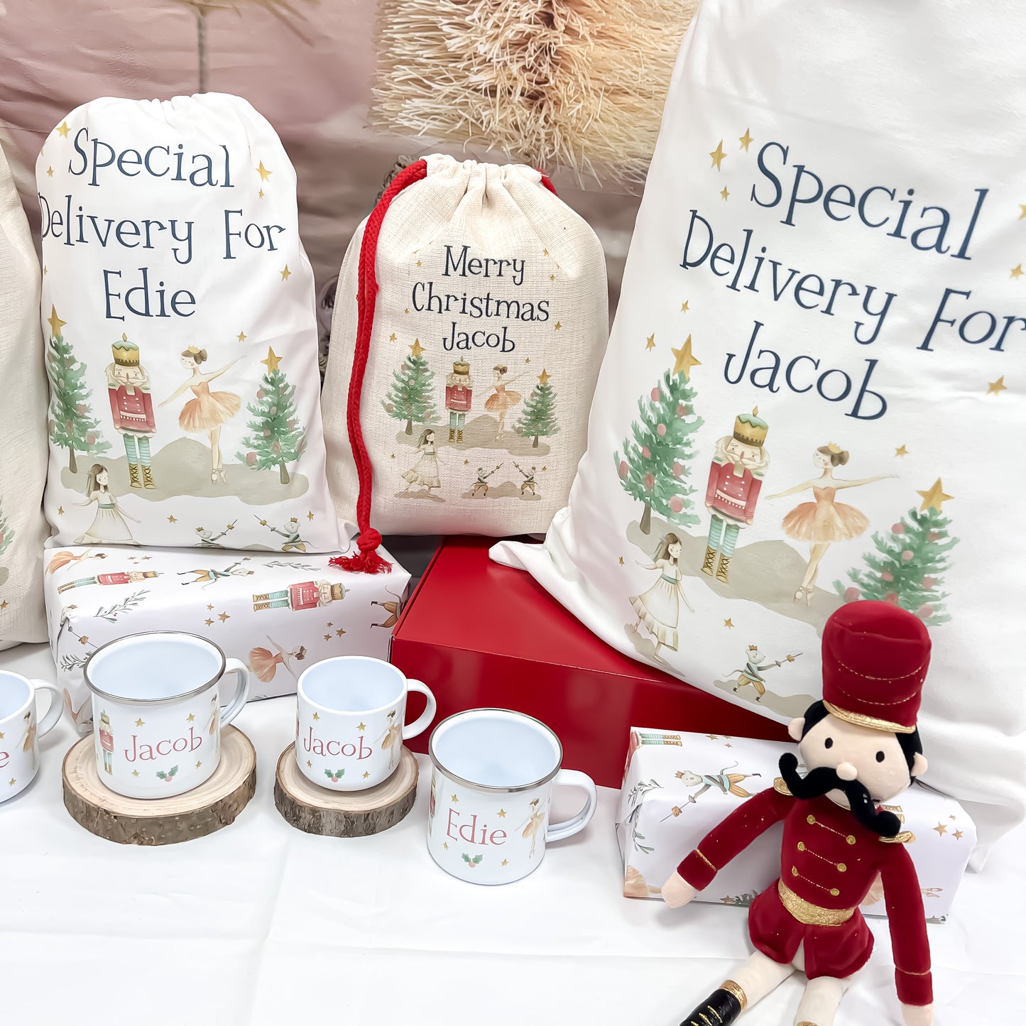 personalised santa sack, Christmas nutcracker, sugar plum fairy,