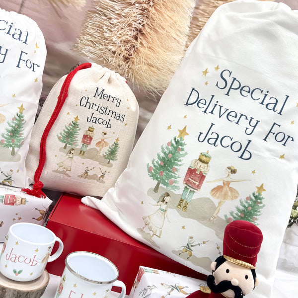personalised santa sack, Christmas nutcracker, sugar plum fairy,
