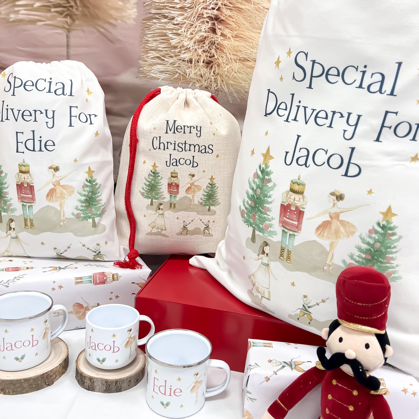 personalised santa sack, Christmas nutcracker, sugar plum fairy,