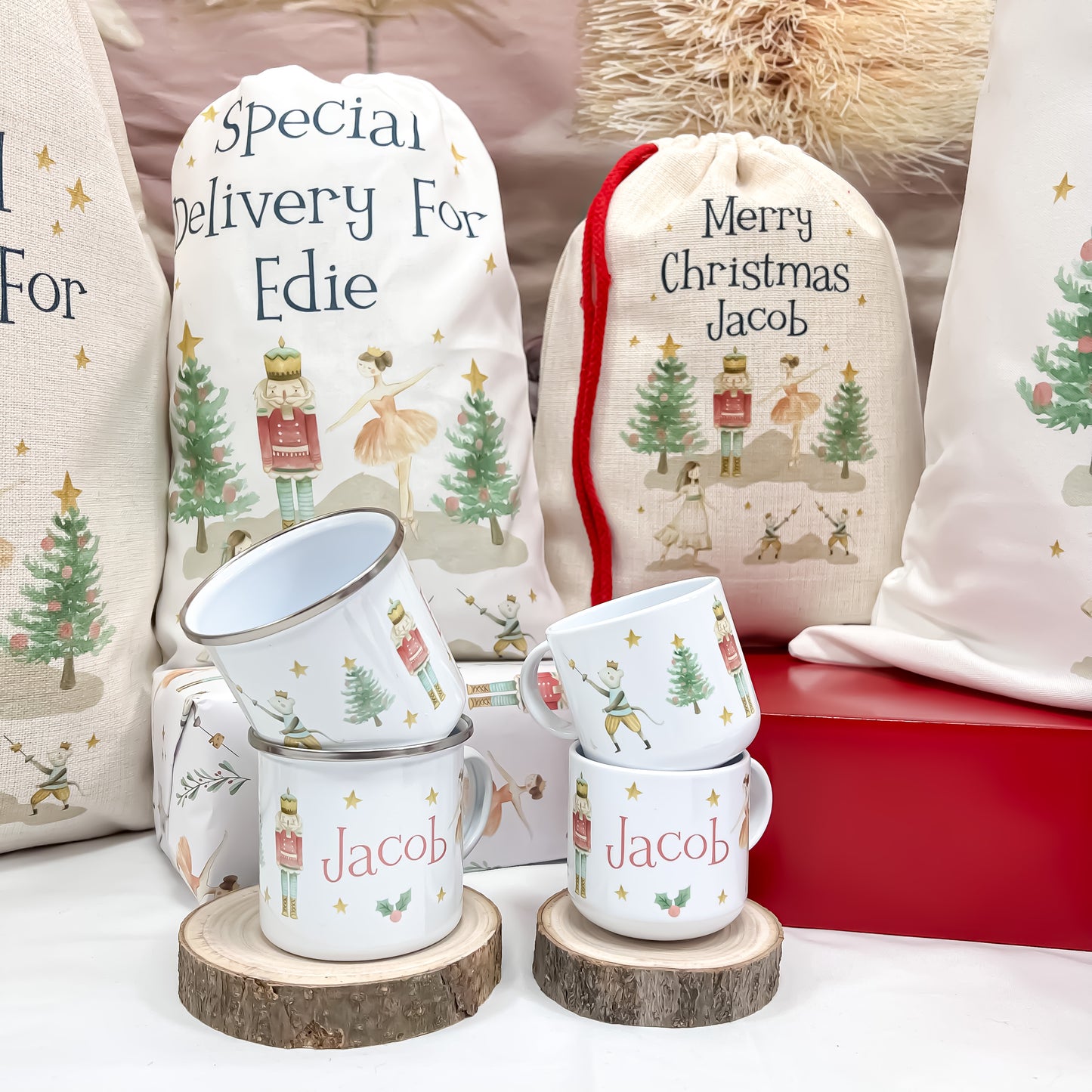 personalised santa sack, Christmas nutcracker, sugar plum fairy,