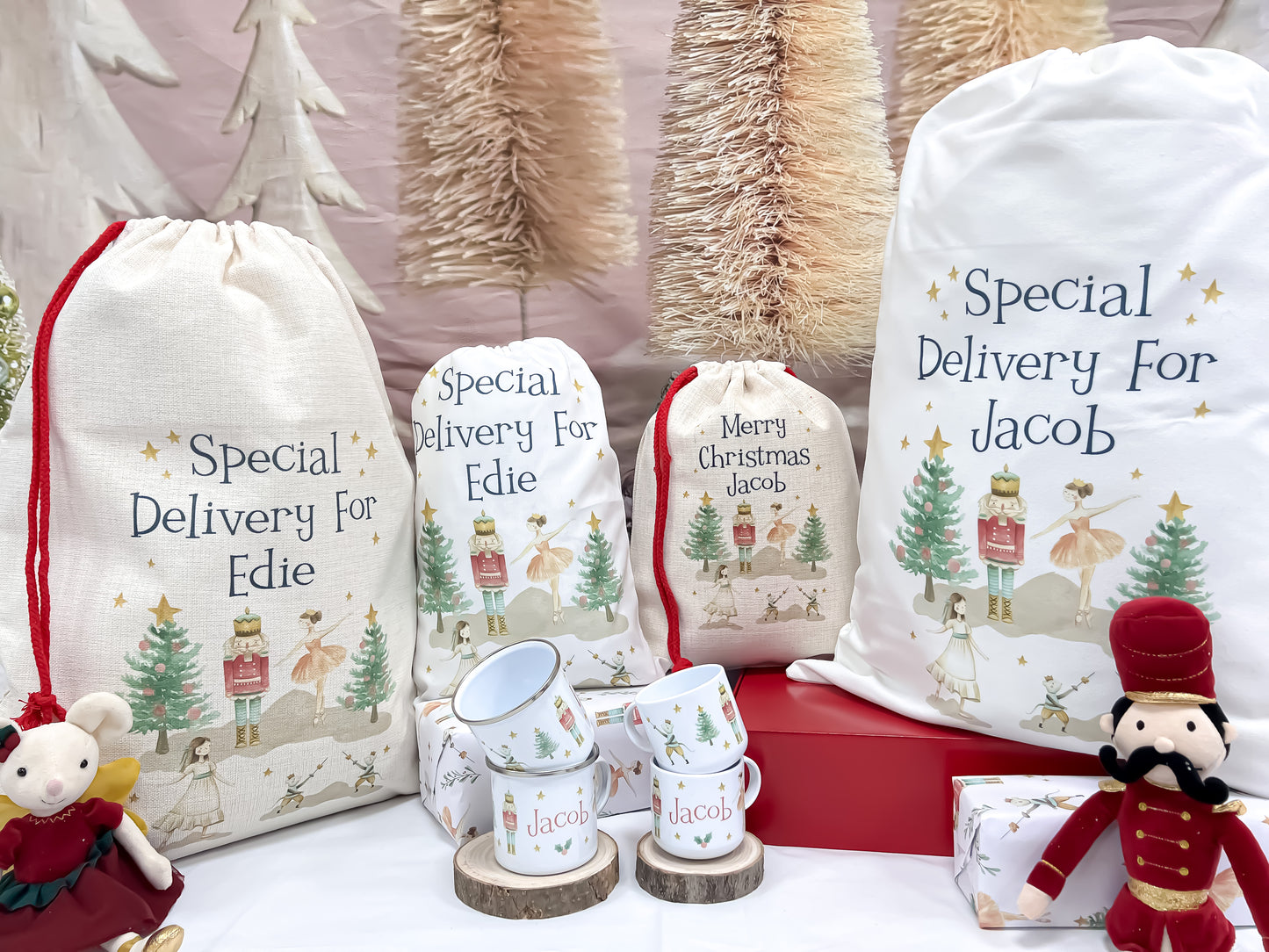 personalised santa sack, Christmas nutcracker, sugar plum fairy,