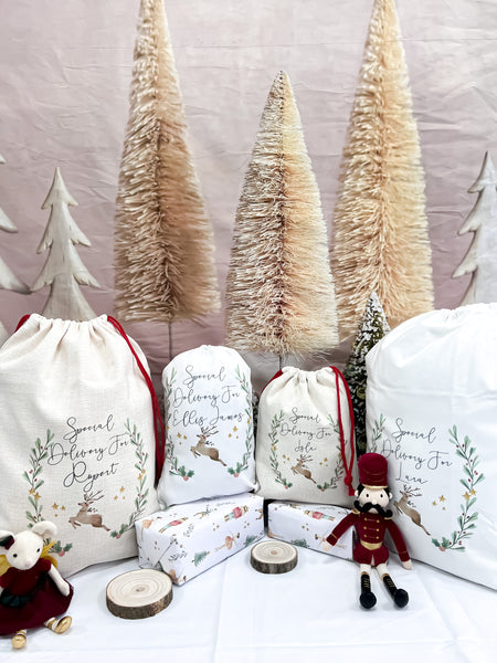 personalised Christmas sack,  Christmas stocking, reindeer