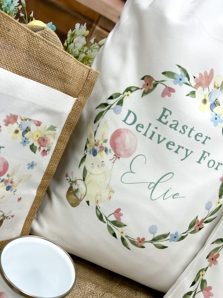 personalised easter bag, easter basket, easter gift, easter decoration, personalised easter gift, easter mug, new bunny