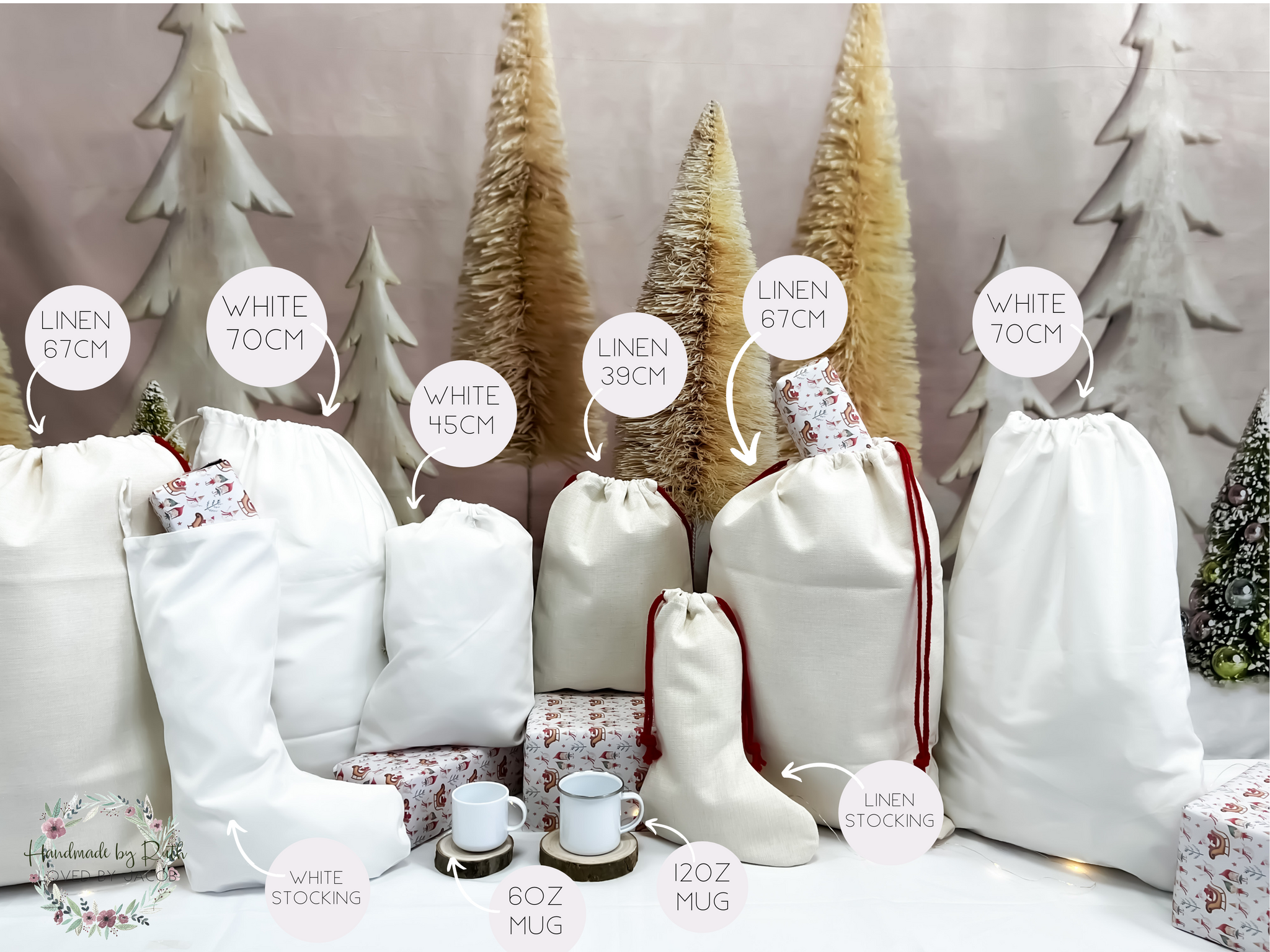 personalised Christmas sack,  Christmas stocking, reindeer