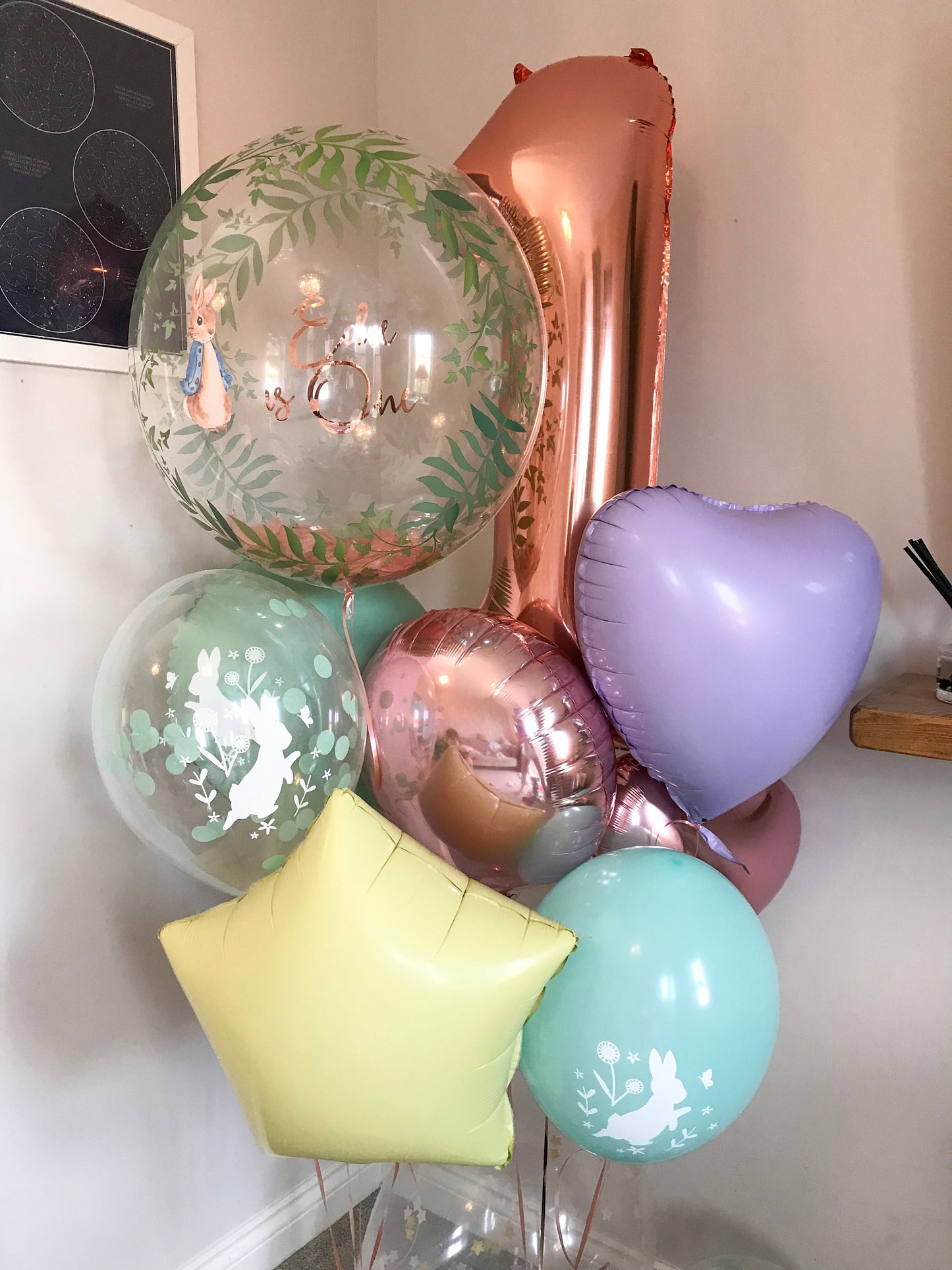 Peter Rabbit Party Balloon, Confetti Balloon, Cake Smash, Birthday Balloon, Christening, Baby Shower,
