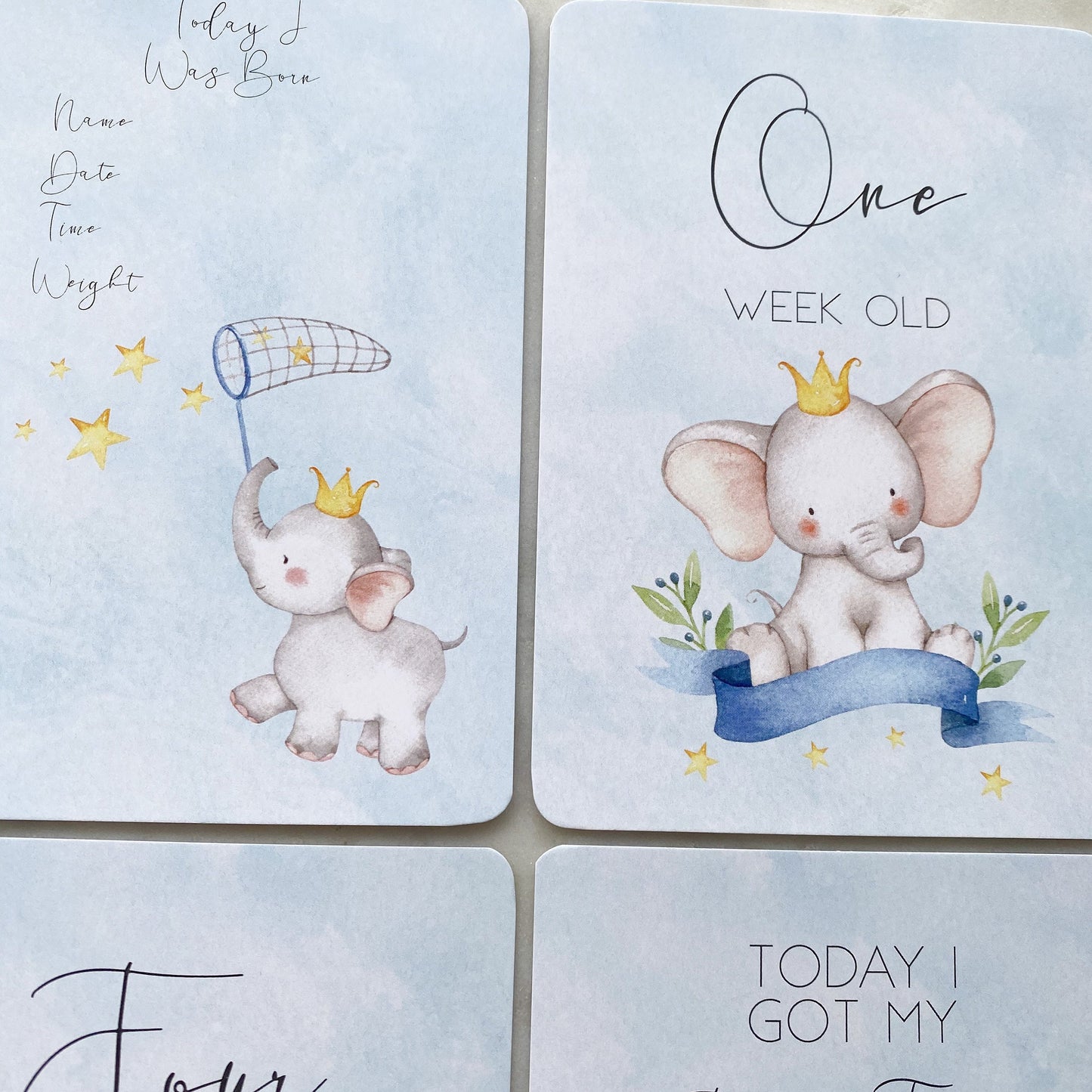 baby milestone cards, elephant, elephant milestone cards, pregnancy, baby shower gift,
