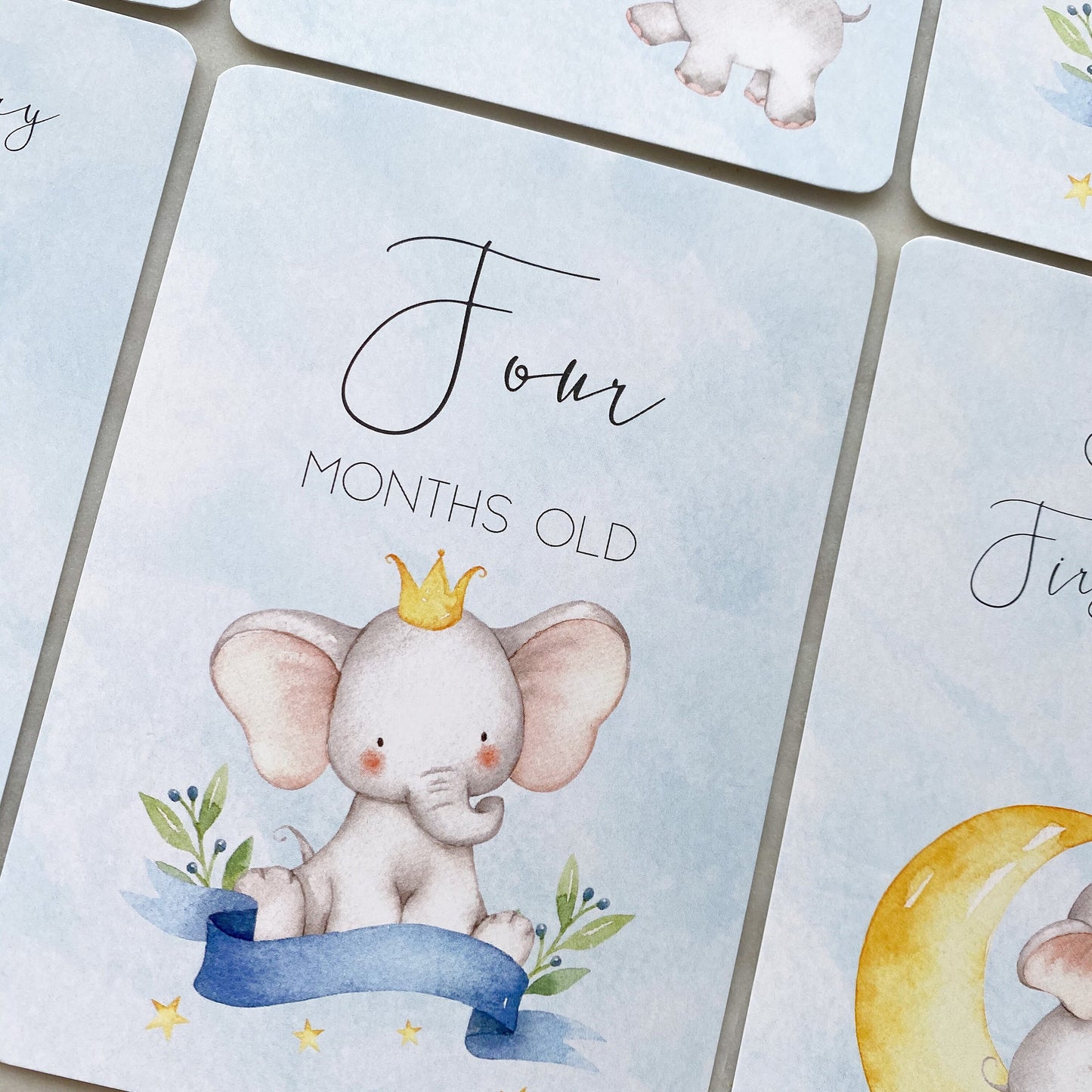 baby milestone cards, elephant, elephant milestone cards, pregnancy, baby shower gift,
