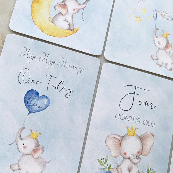 baby milestone cards, elephant, elephant milestone cards, pregnancy, baby shower gift,