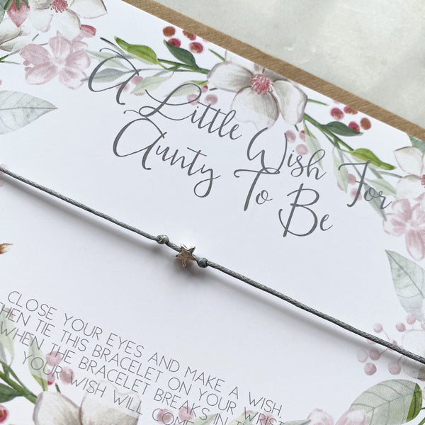 wish bracelet, Aunty to be wish bracelet, fawn, woodland, baby shower gift, aunty gift, aunty announcement