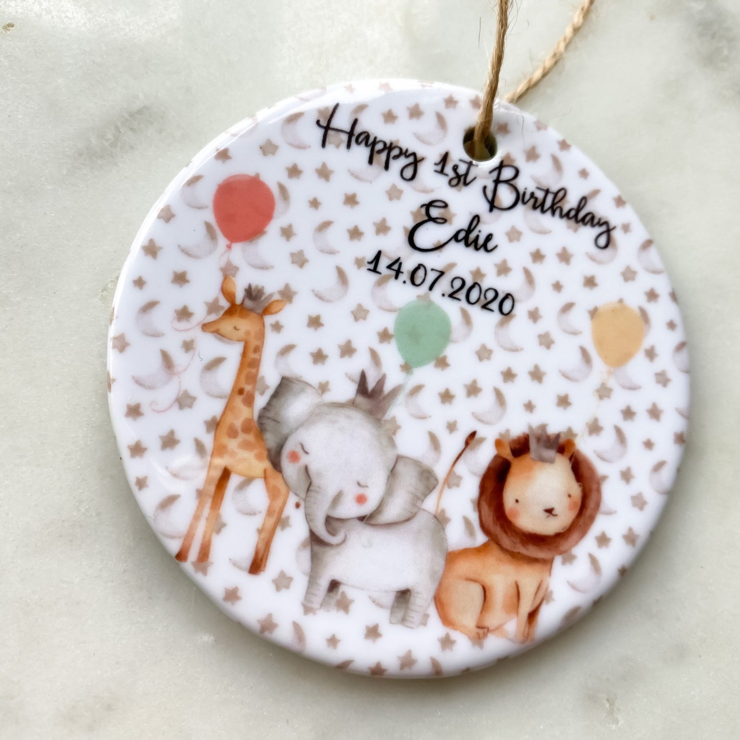 first birthday gift, personalised first birthday gift, 1st birthday, first birthday gift for boys or girls, safari animals, elephant