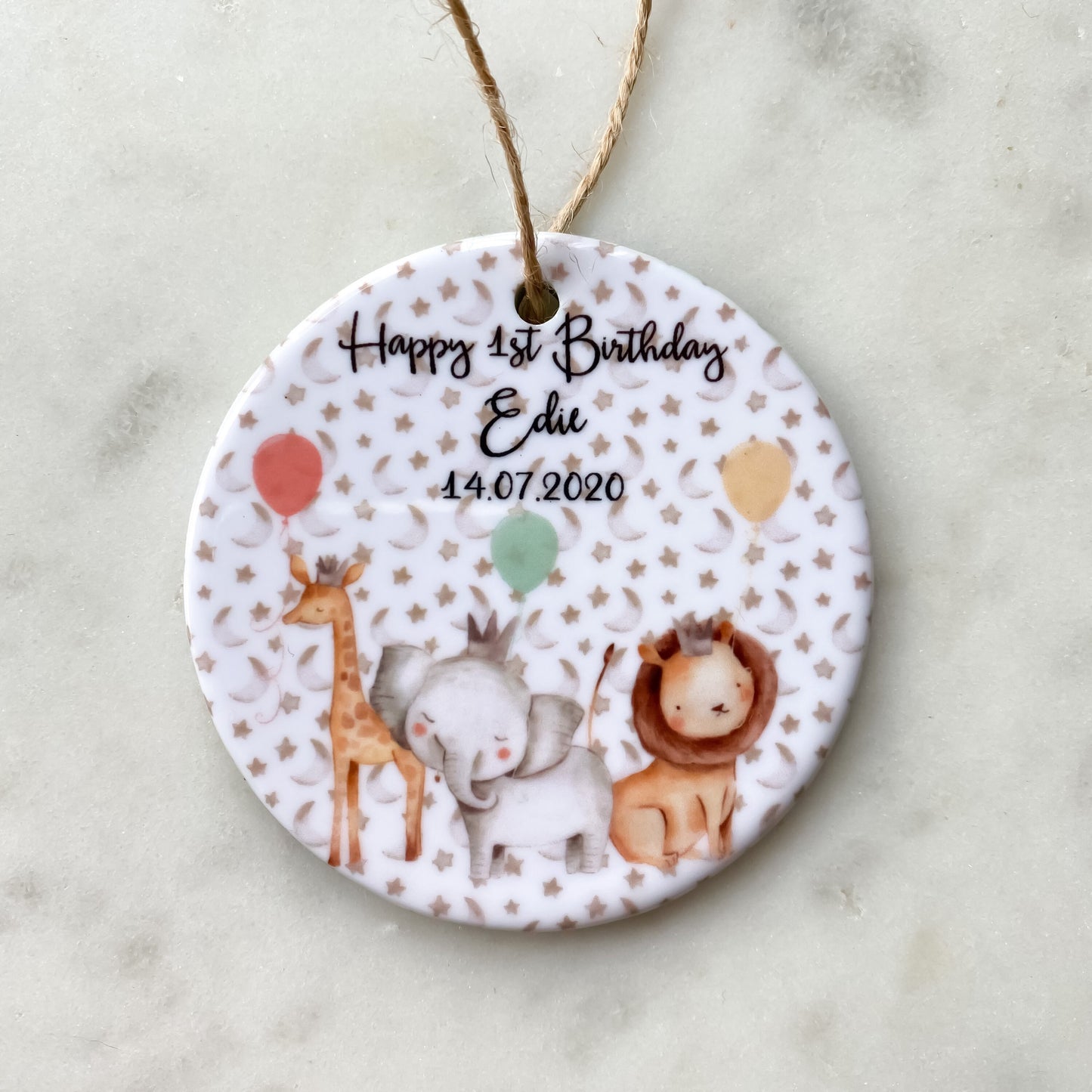 first birthday gift, personalised first birthday gift, 1st birthday, first birthday gift for boys or girls, safari animals, elephant