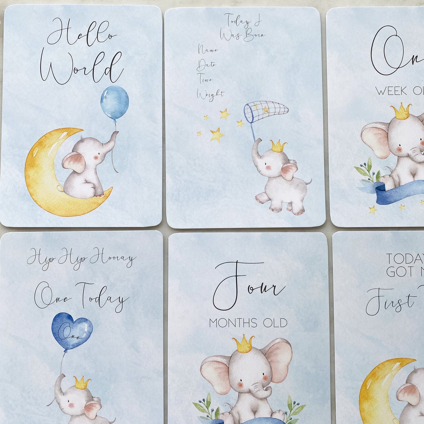 baby milestone cards, elephant, elephant milestone cards, pregnancy, baby shower gift,