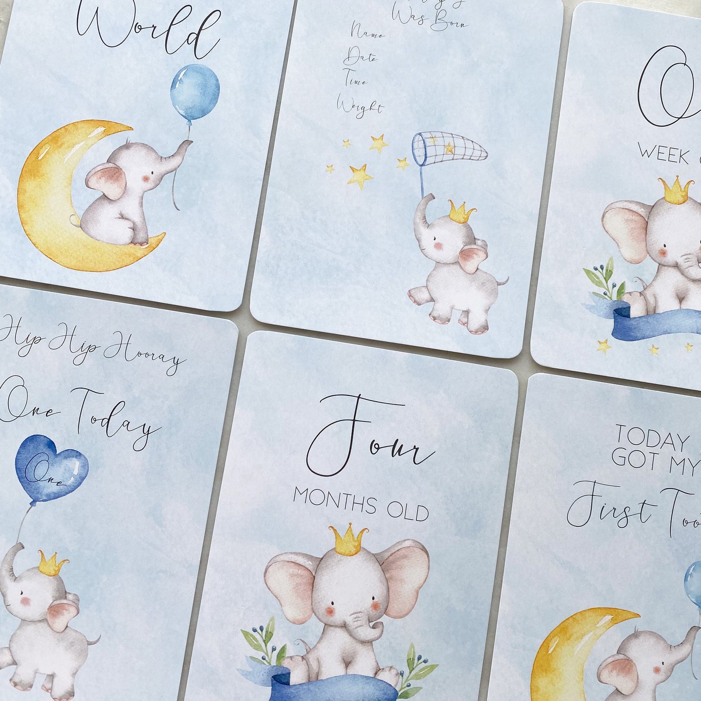 baby milestone cards, elephant, elephant milestone cards, pregnancy, baby shower gift,