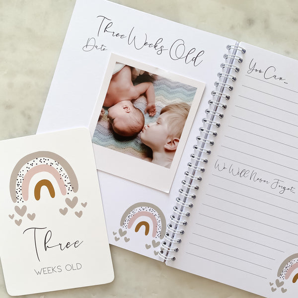 Baby journal, baby book, baby journal and memory book, rainbow, baby milestone, pregnancy journal, my first year, my first year book,