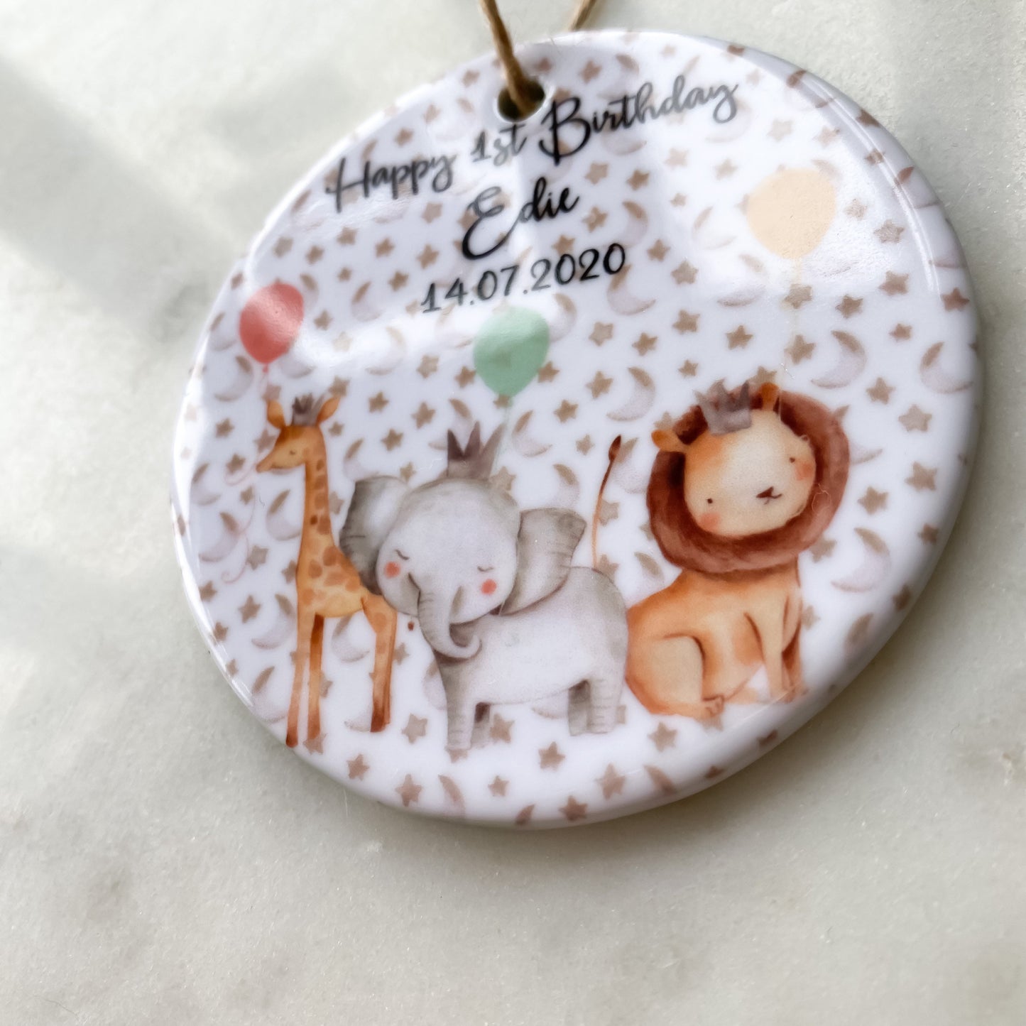 first birthday gift, personalised first birthday gift, 1st birthday, first birthday gift for boys or girls, safari animals, elephant