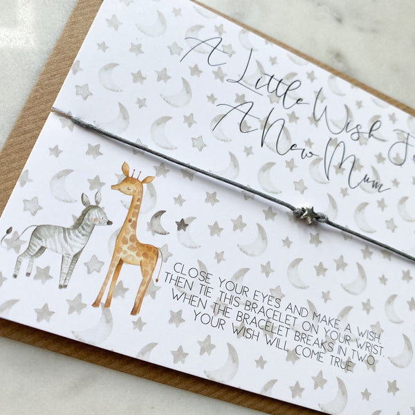 wish bracelet, mum to be wish bracelet, new mum, safari, baby shower gift, pregnancy gift, new baby gift, new mum, mummy to be, unisex gift