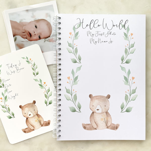 Baby journal, baby book, baby journal and memory book, woodland, baby milestone, pregnancy journal, my first year, my first year book,