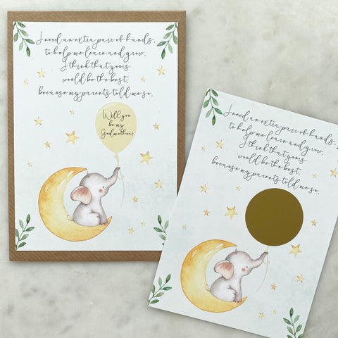 will you be my godmother card, godmother proposal, godmother card, scratch and reveal godmother card,