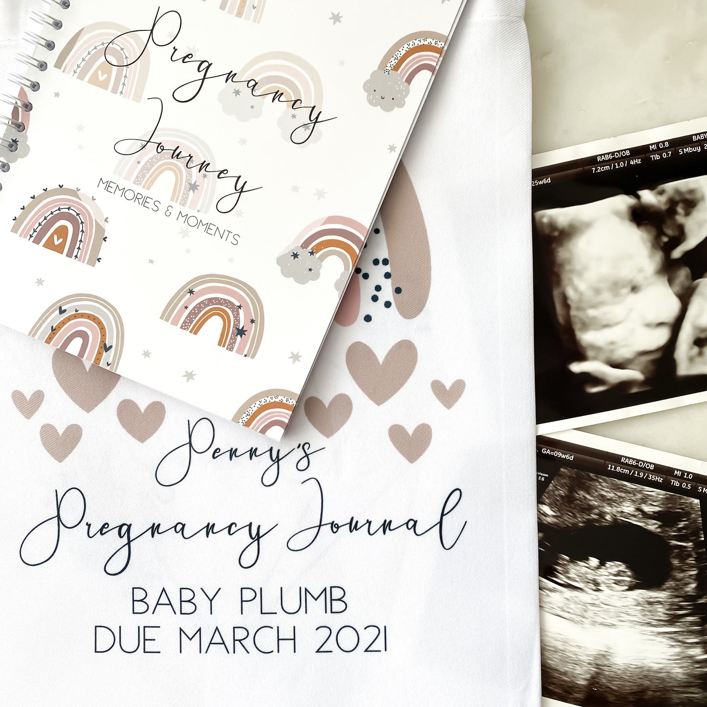 Pregnancy Journal, Pregnancy Planner, Pregnancy Diary, rainbow, Baby Book, Pregnancy Gift, Pregnancy Milestone, pregnancy announcement