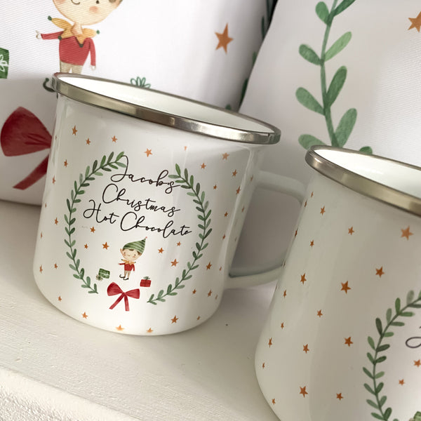 Personalised Christmas mug, Christmas elf, boy, girl