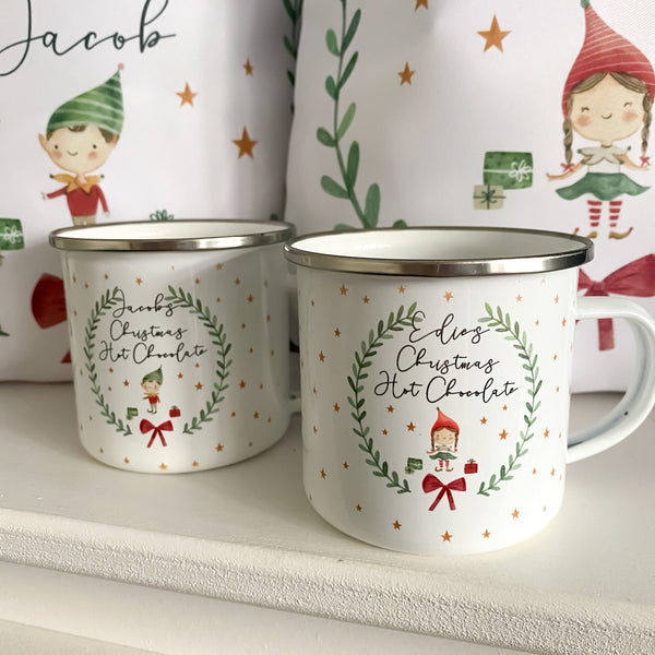 Sale Personalised kids Christmas mug, hot chocolate mug, Christmas Eve, Christmas Eve box filler, Christmas elf, boy, girl