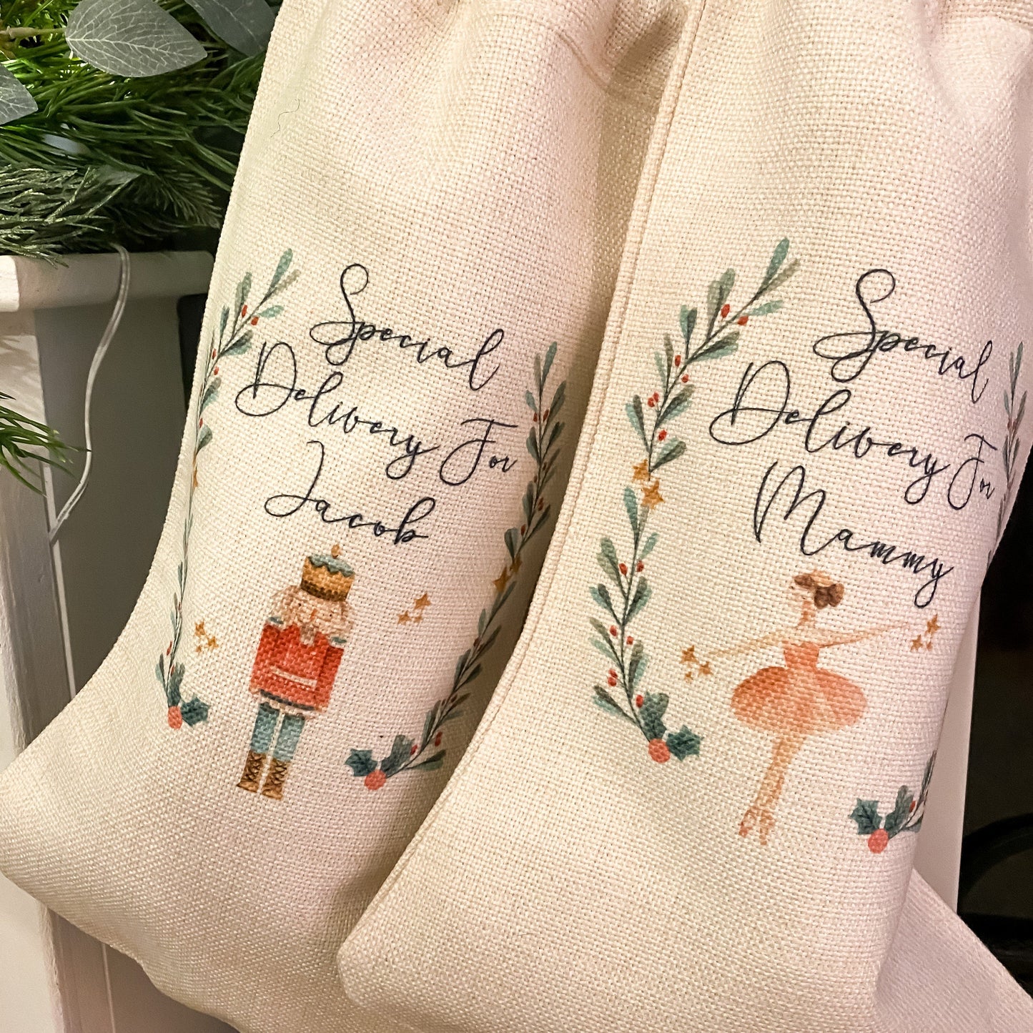 SALE personalised Christmas stocking, Santa sack, Nutcracker, sugar plum fairy, Christmas Eve box, first Christmas gift