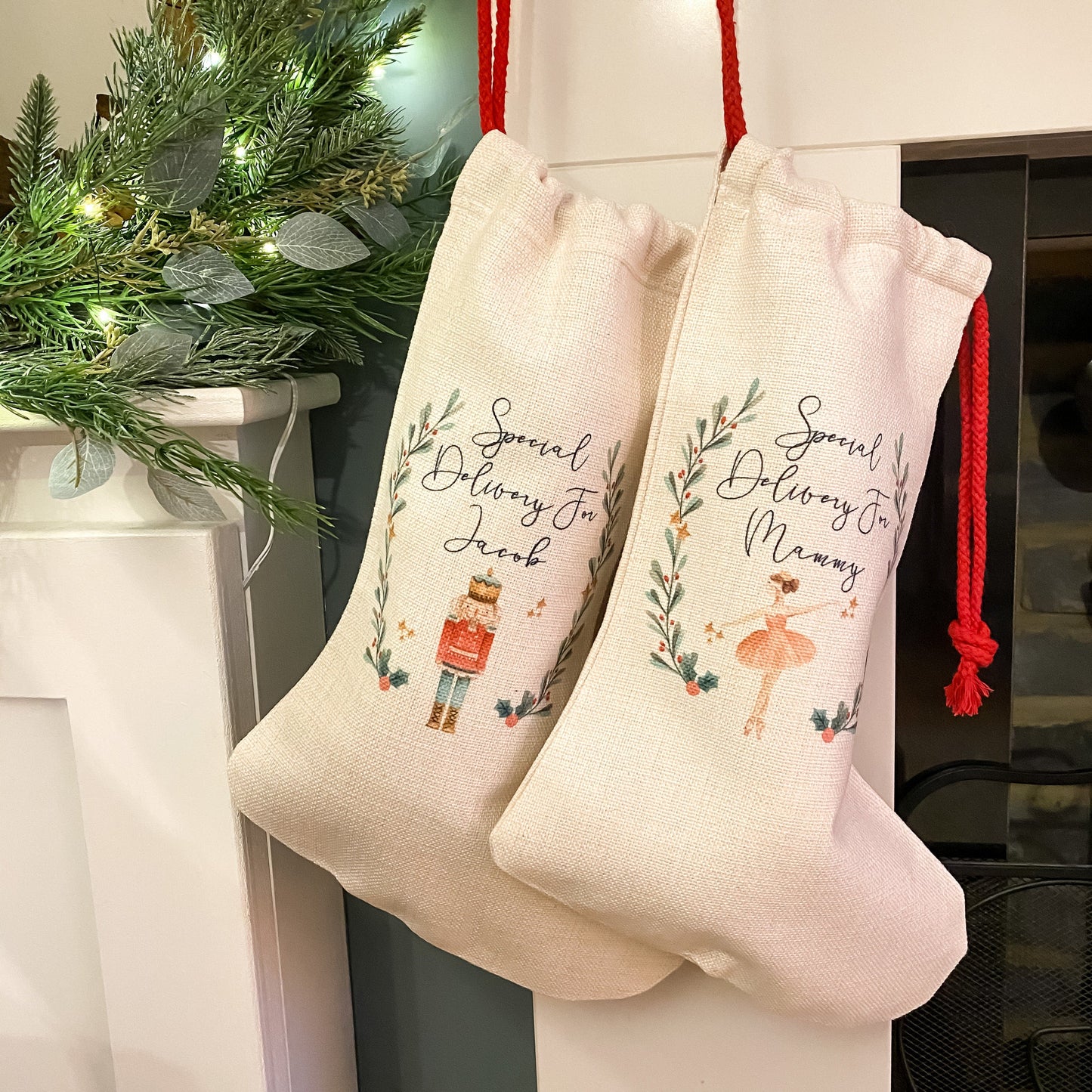 SALE personalised Christmas stocking, Santa sack, Nutcracker, sugar plum fairy, Christmas Eve box, first Christmas gift