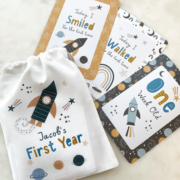 baby milestone cards, space, space milestone cards, pregnancy, baby shower gift, new baby gift, baby boy