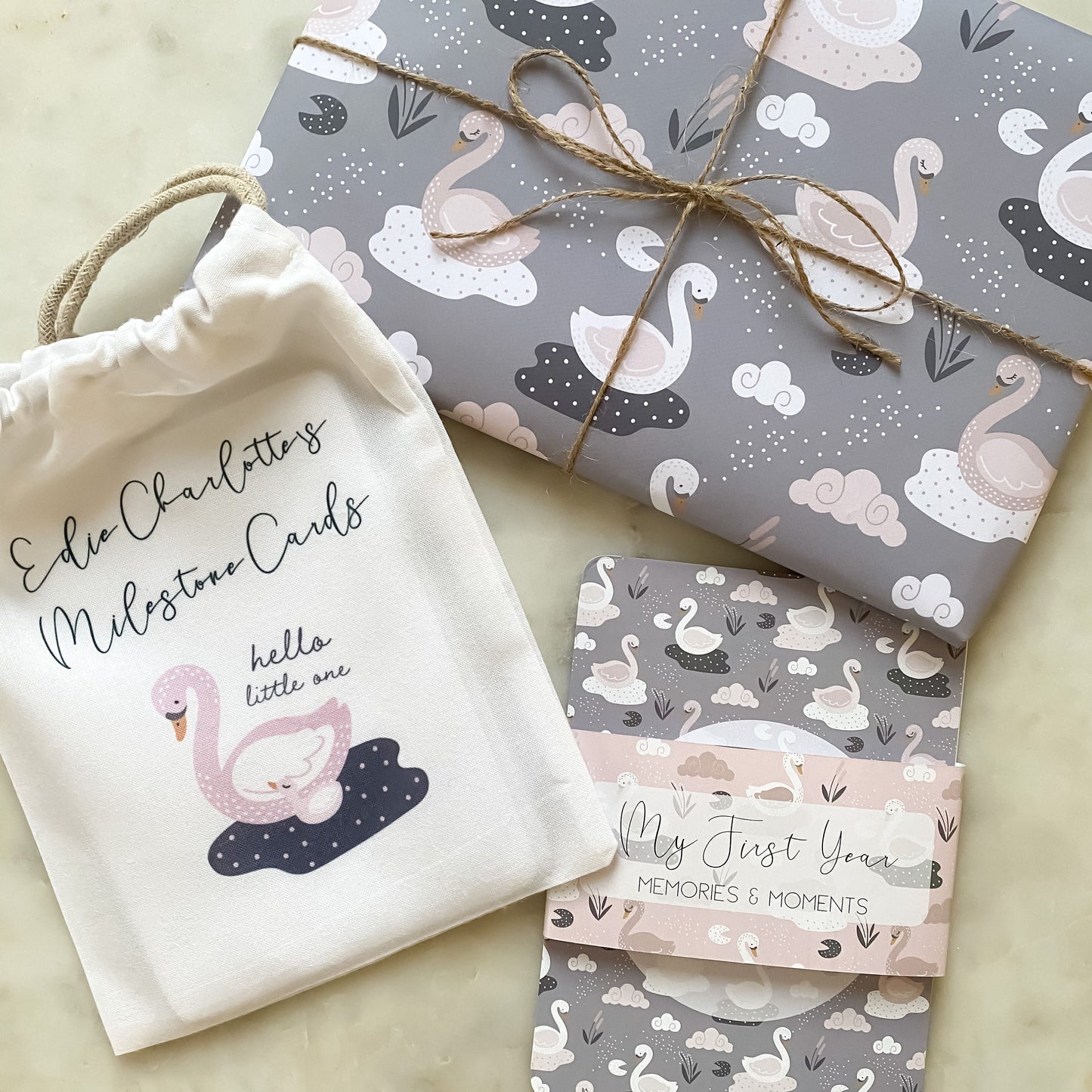 baby milestone cards, swan, swan milestone cards, pregnancy, baby shower gift, swan, baby girl, new baby gift. blush