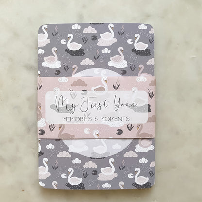 baby milestone cards, swan, swan milestone cards, pregnancy, baby shower gift, swan, baby girl, new baby gift. blush