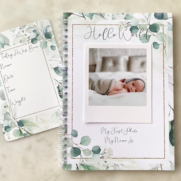 Sale Baby journal, baby book, baby journal and memory book, eucalyptus, baby milestone, pregnancy journal, my first year, new baby gift