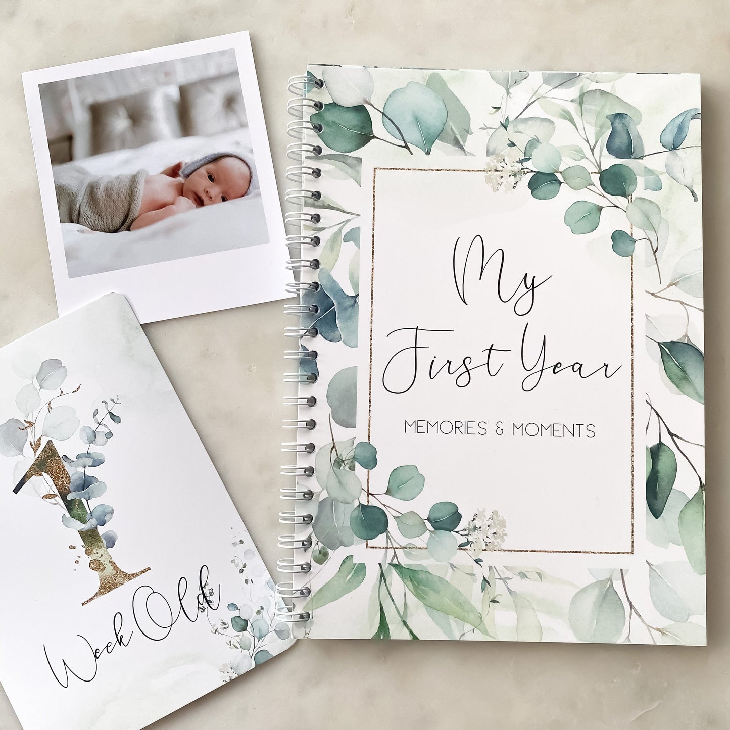 Sale Baby journal, baby book, baby journal and memory book, eucalyptus, baby milestone, pregnancy journal, my first year, new baby gift