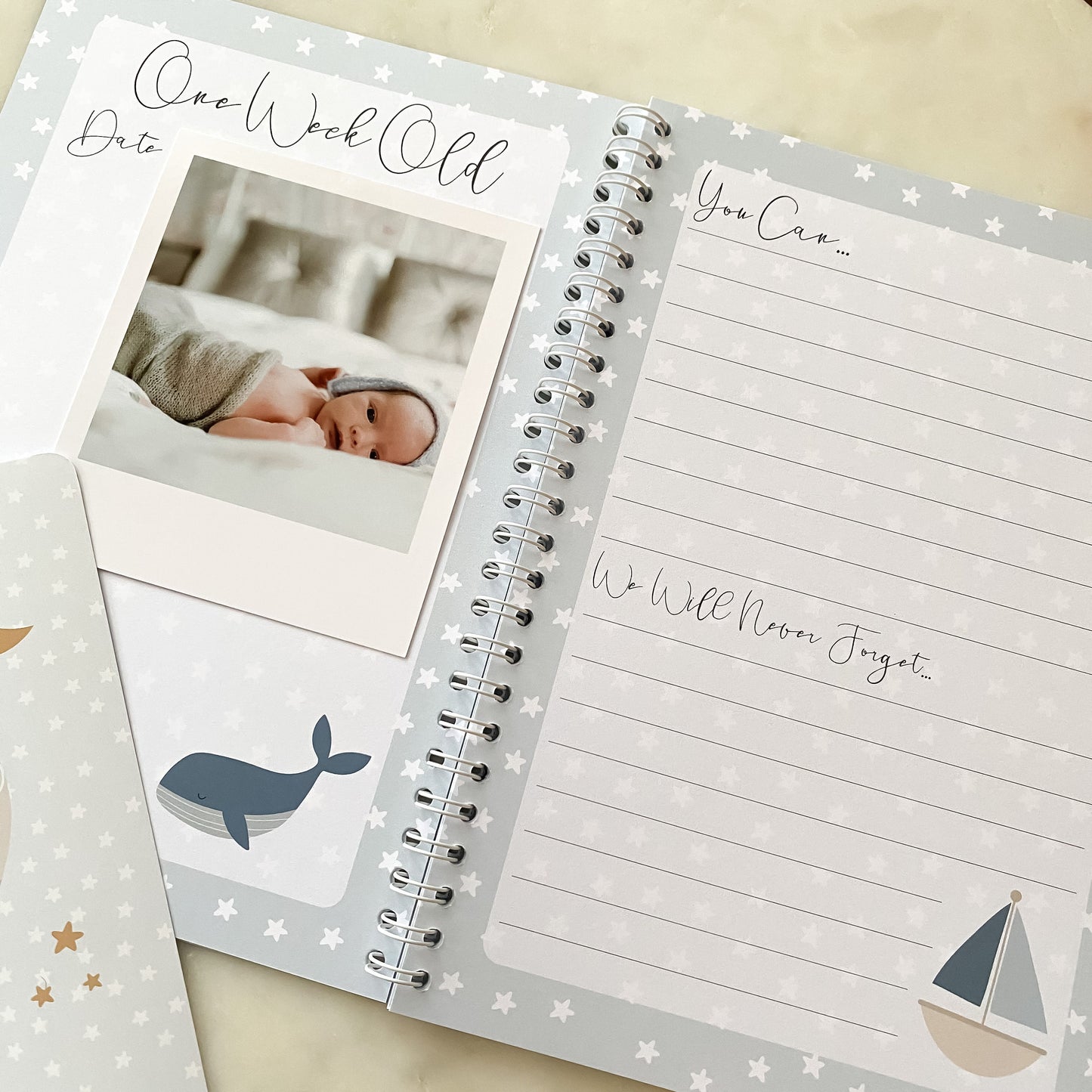 Baby journal, baby book, baby journal and memory book, nautical, baby milestone, pregnancy journal, my first year, new baby gift
