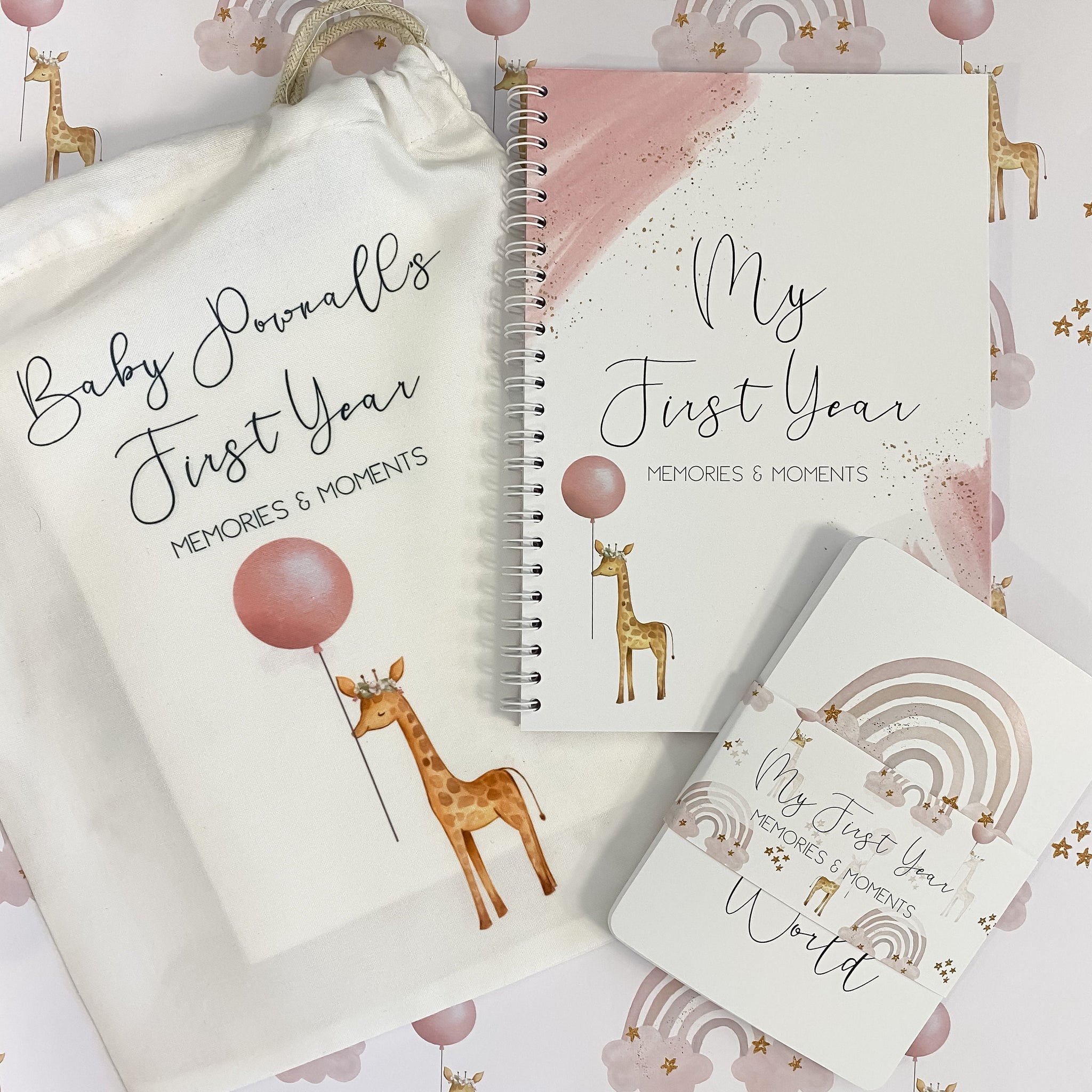 Baby journal, baby book, baby journal and memory book, rainbow, baby milestone, pregnancy journal, my first year, my first year book, blush