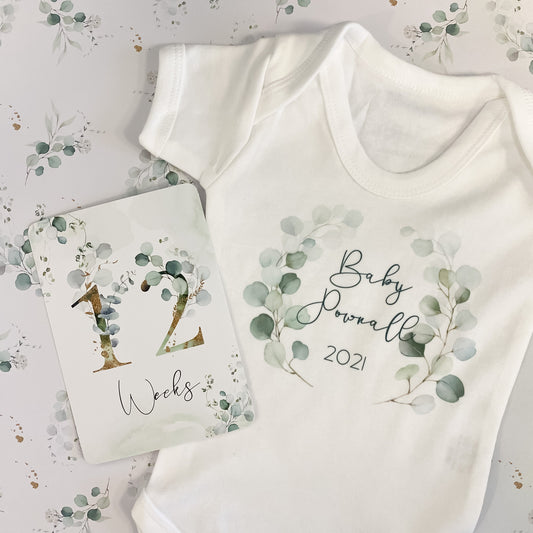 Pregnancy announcement, pregnancy gift, personalised baby vest, bodysuit, baby shower gift, unisex baby gift