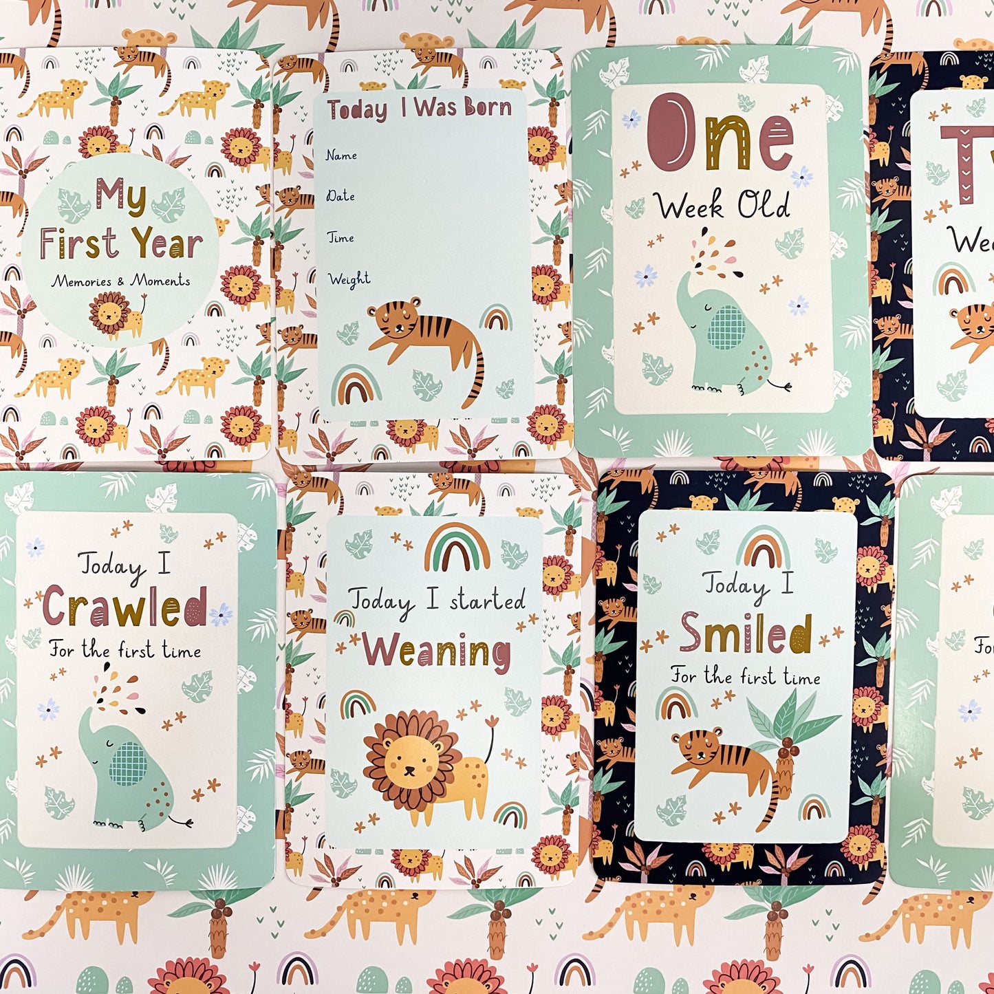 baby milestone cards, Safari, jungle, safari milestone cards, pregnancy, baby shower gift, new baby gift