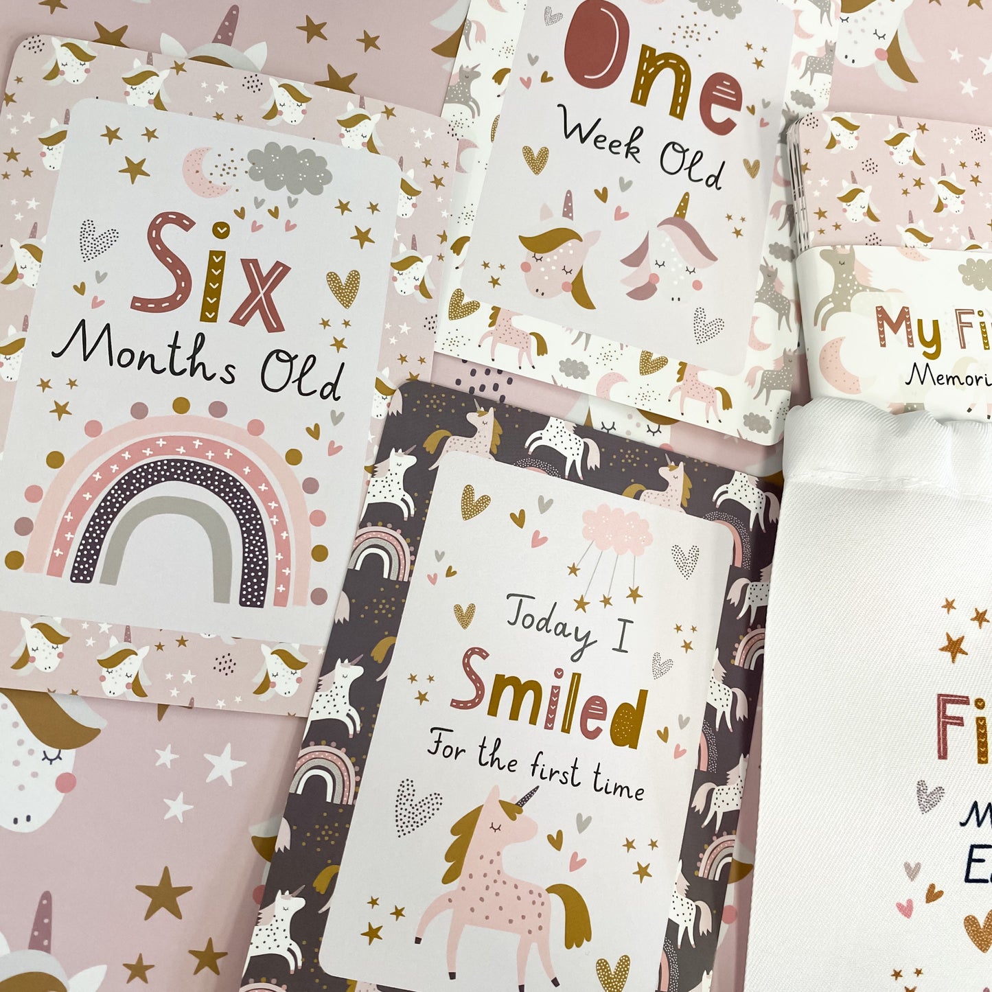 baby milestone cards, unicorn, rainbow, unicorn milestone cards, pregnancy, baby shower gift, new baby gift