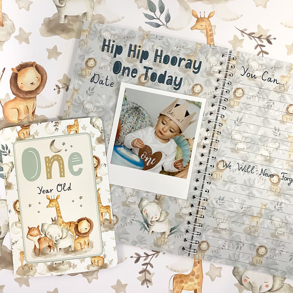 Baby journal, baby book, baby journal and memory book, safari, baby milestone, pregnancy journal, my first year, new baby gift