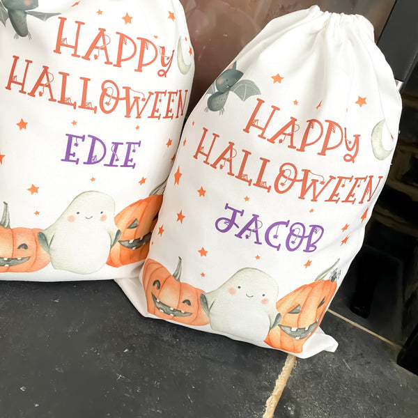 SALE Halloween treat bag, trick or treat bag, trick or treat, personalised halloween bag, personalised gift bag, pumpkin, ghost