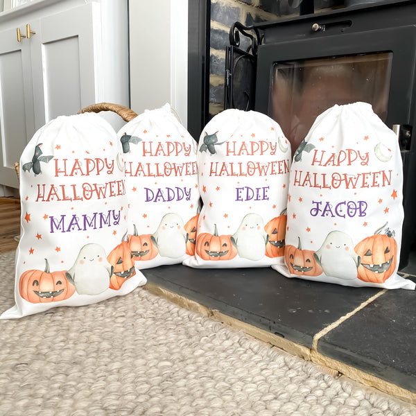 Halloween treat bag, trick or treat bag, trick or treat, personalised halloween bag, personalised gift bag, pumpkin, ghost