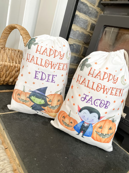 SALE Halloween treat bag, trick or treat bag, trick or treat, personalised halloween bag, personalised gift bag, pumpkin, ghost