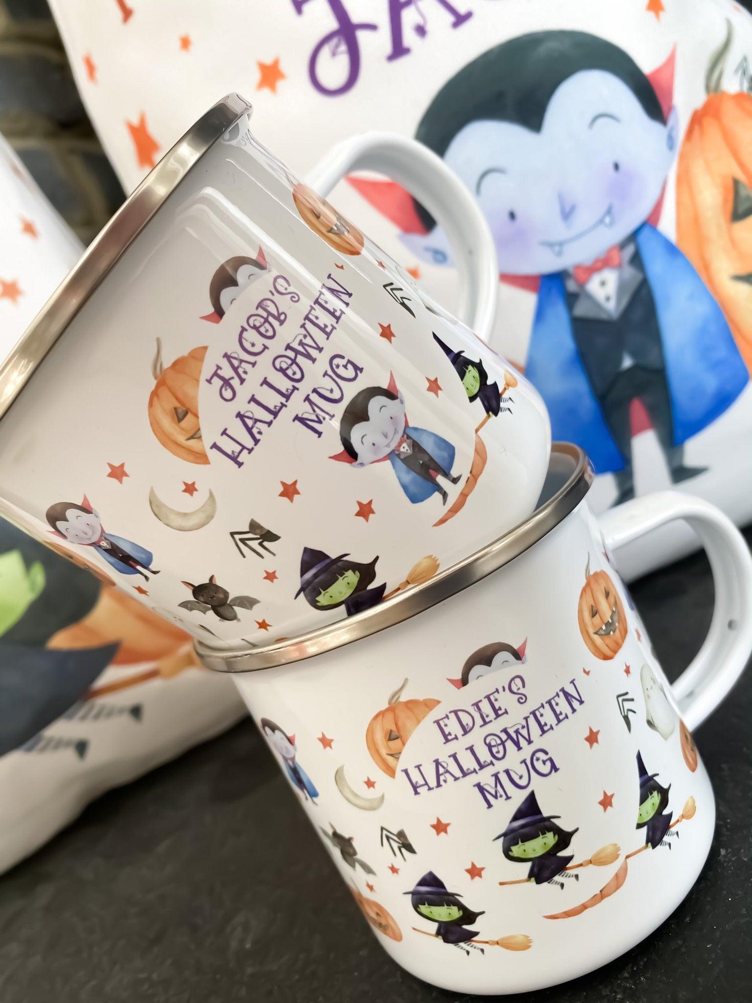 Personalised Halloween mug, hot chocolate mug, Halloween, trick or treat, halloween bag filler, pumpkin, witch, vampire, autumn mug