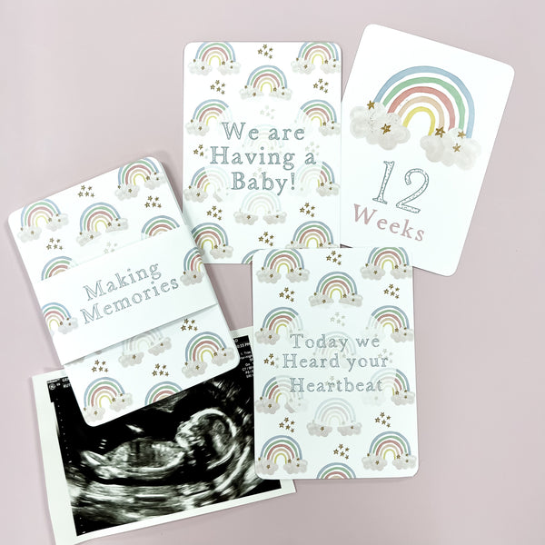 Pregnancy milestone cards, milestone cards, rainbow, pregnancy announcement, pregnancy gift, pregnancy countdown, mum to be gift,