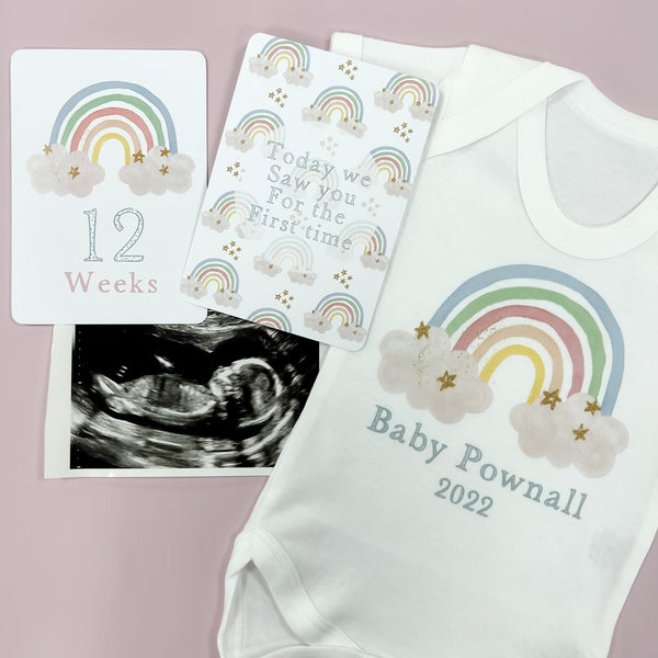 Pregnancy announcement, pregnancy gift, personalised baby vest, bodysuit, baby shower gift, unisex baby gift, personalised sleepsuit